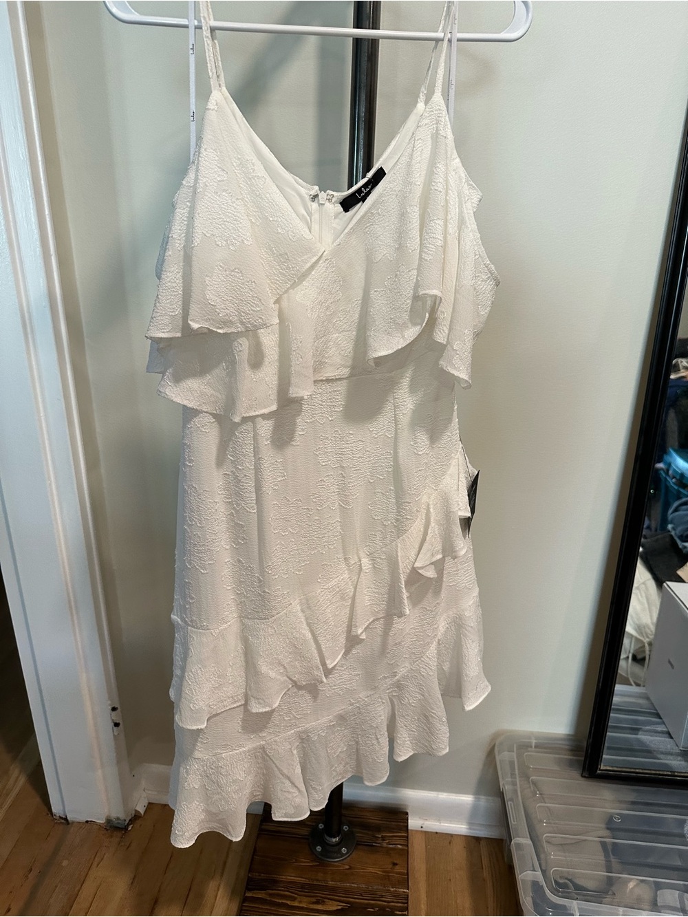 Lulu's White Ruffle Tiered Spaghetti Strap Mini Dress